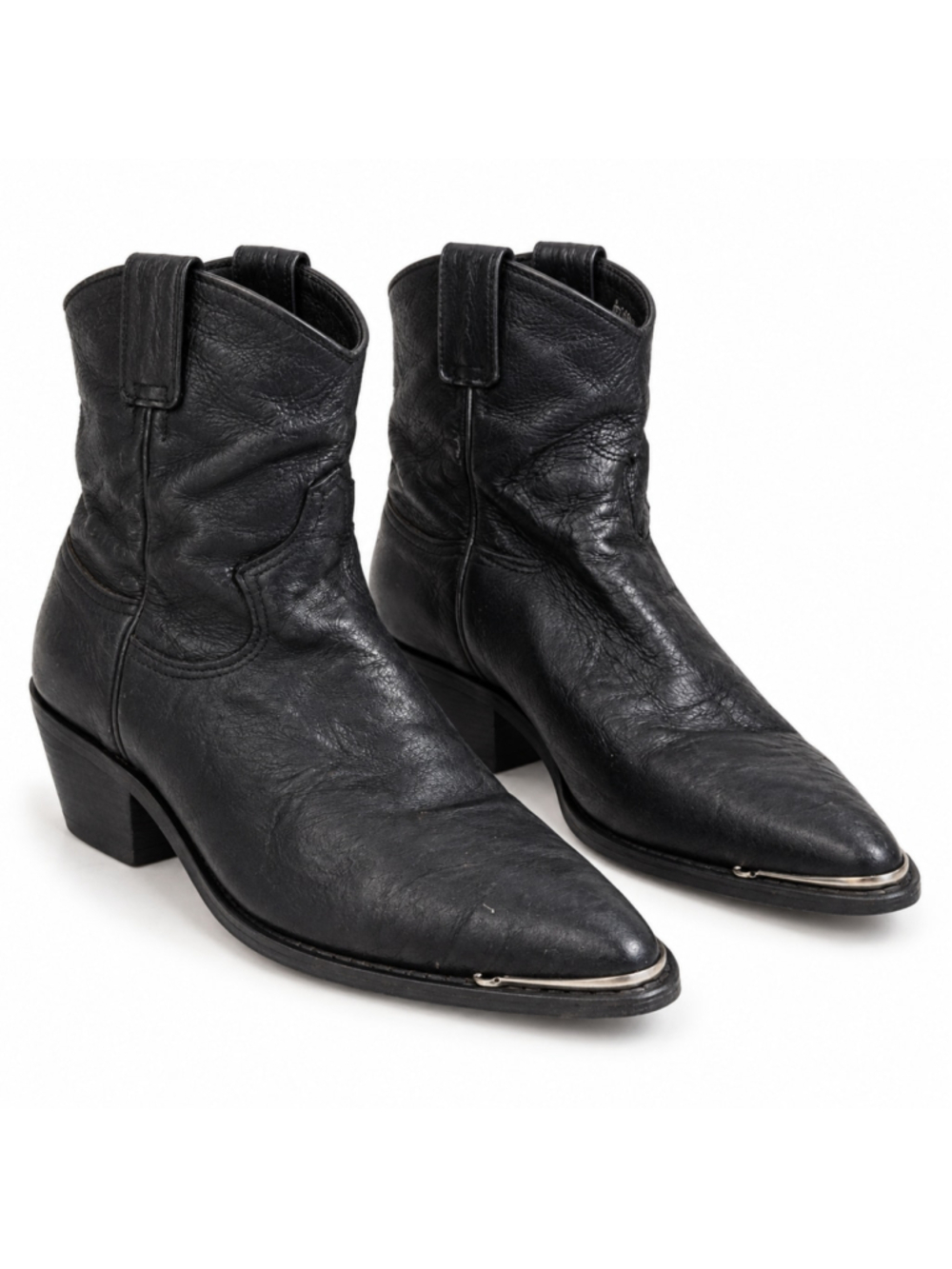 Dingo Women’s Black Western Cowboy Boots Size 7.5 M Pointed Toe Metal Tip